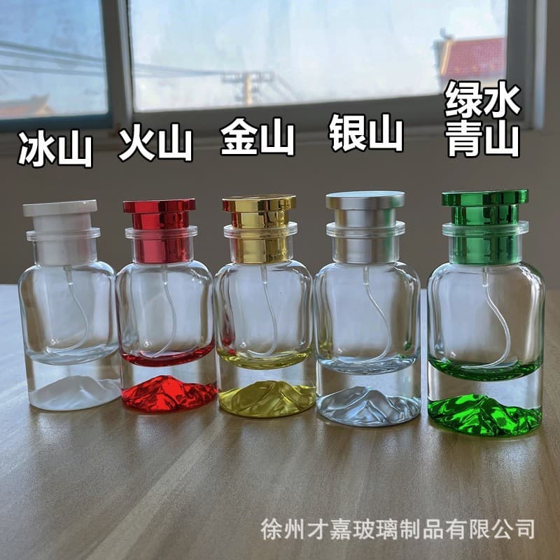 Colored volcanic bottom glass perfume bottle bare bottle bayonet perfume bottle 30ml 50ml push spray
