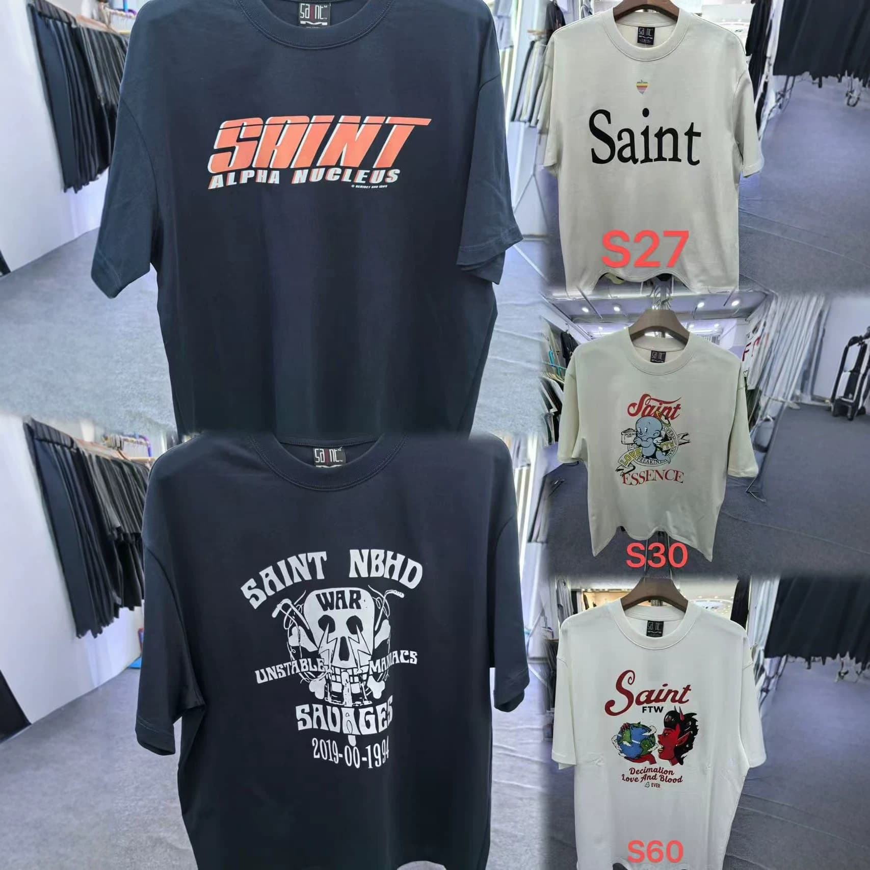 Cross-border foreign trade new summer heavy cotton SAINTMICHAELICON graffiti short-sleeved loose men's and women's T-shirts