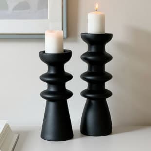 Simple Modern Black and White Bamboo Joint Candle Holder, Living Room Dining Table Aromatherapy Candle Holder Decor, Premium Ceramic Candle Base