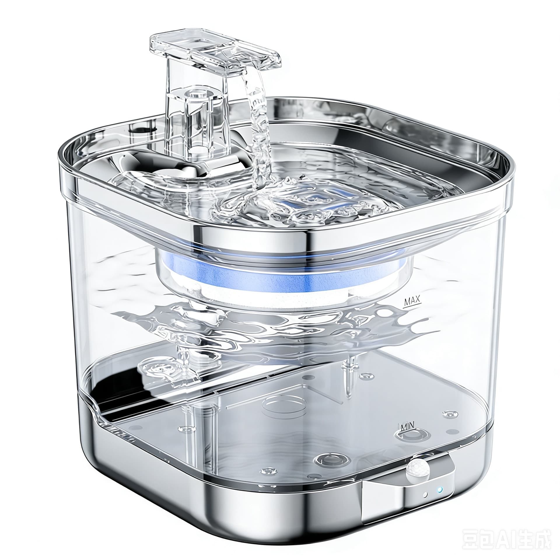 Amazon Pet Supplies Cat Fountain Stainless Steel Battery Powered Wireless with Sensor Automatic Circulation Water Dispenser