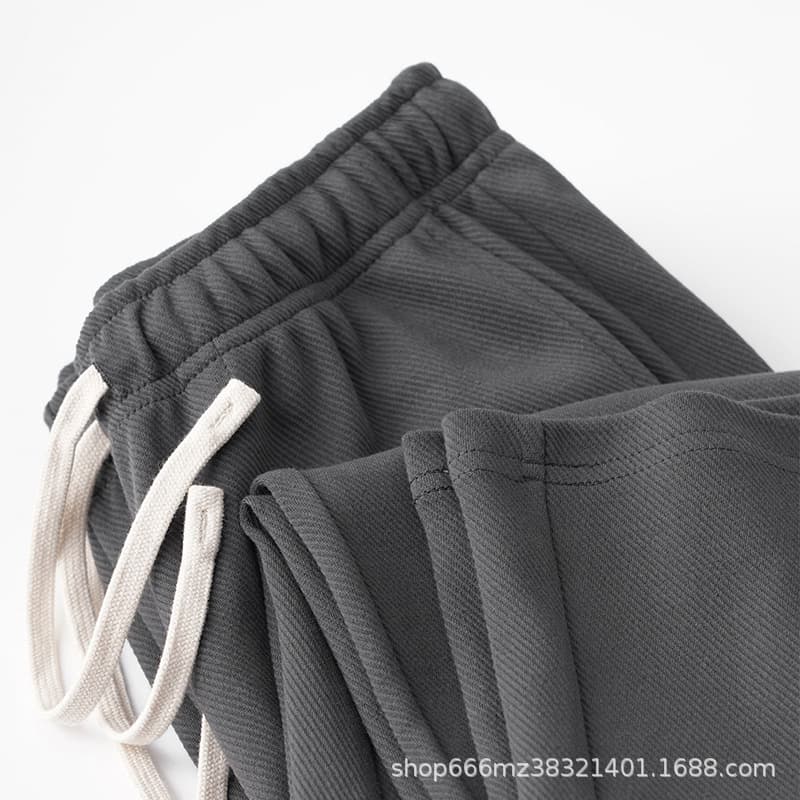 350g Charcoal Grey Heavyweight Twill Straight-Leg Pants Elastic Waist Drawstring Solid Color Loose Sports Trousers Sweatpants Men and Women