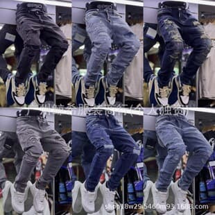 Men's jeans in stock, stretch men jeans available, ripped denim skinny pants