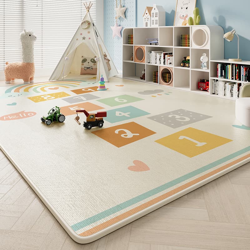 Children's ice silk carpet living room mat 2025 new bedroom summer mat home reading area baby crawling mat