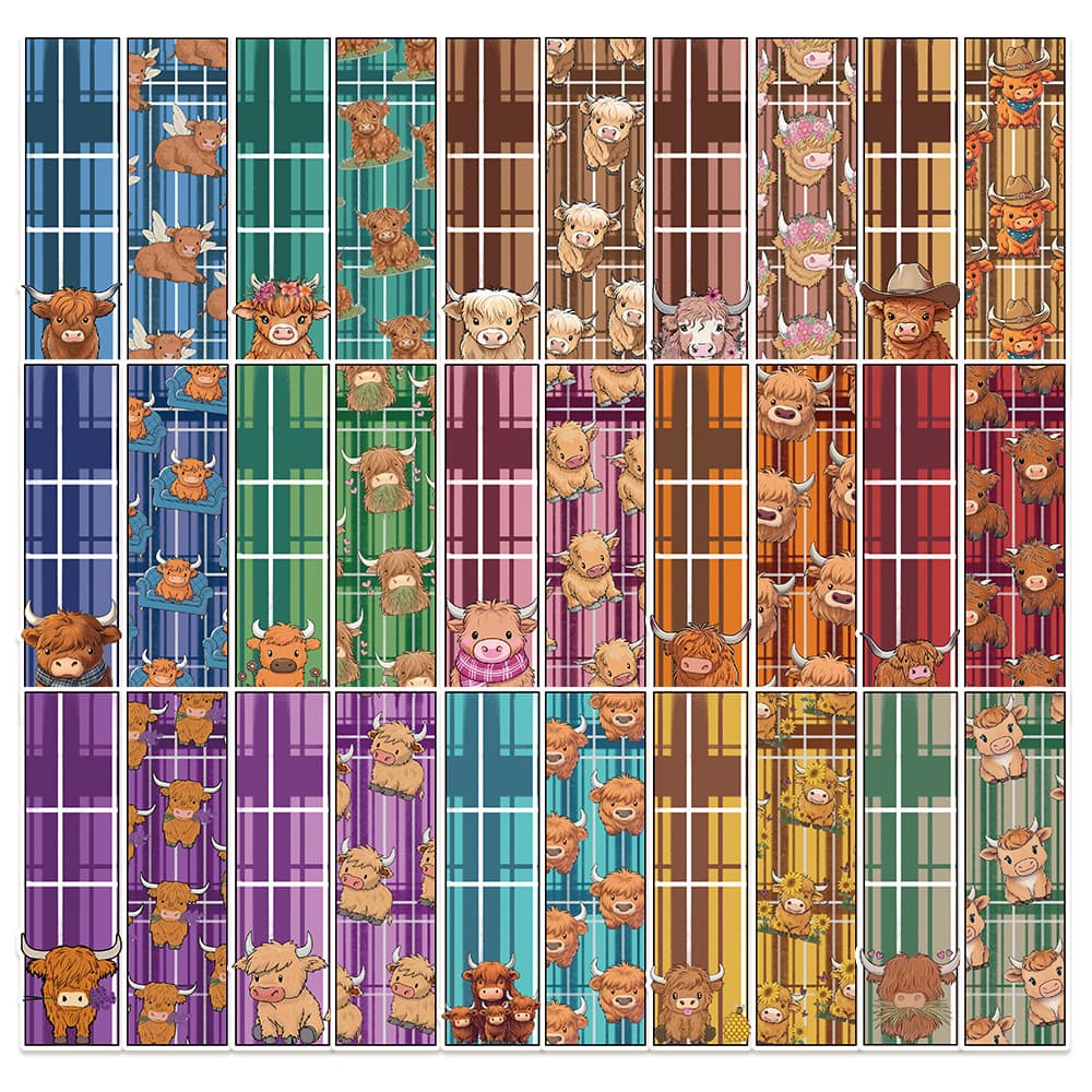 30 Highland Cow Tartan Bookmarks Reading Page Clips Student Markers