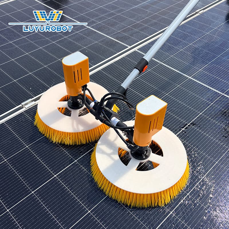 Electric Dual-Head Photovoltaic Panel Cleaning Machine, Wet and Dry Use, Extended Telescopic Rod, Photovoltaic Module Cleaning Equipment Brush
