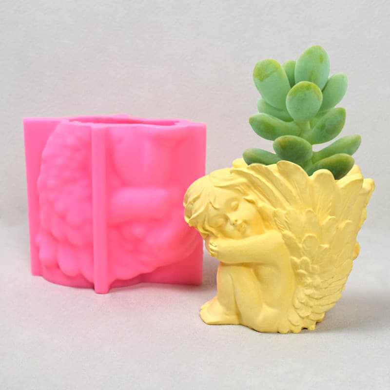 Angel Girl Silicone Mold DIY Succulent Cement Flower Pot Candle Plaster Ornament Concrete Mold In Stock