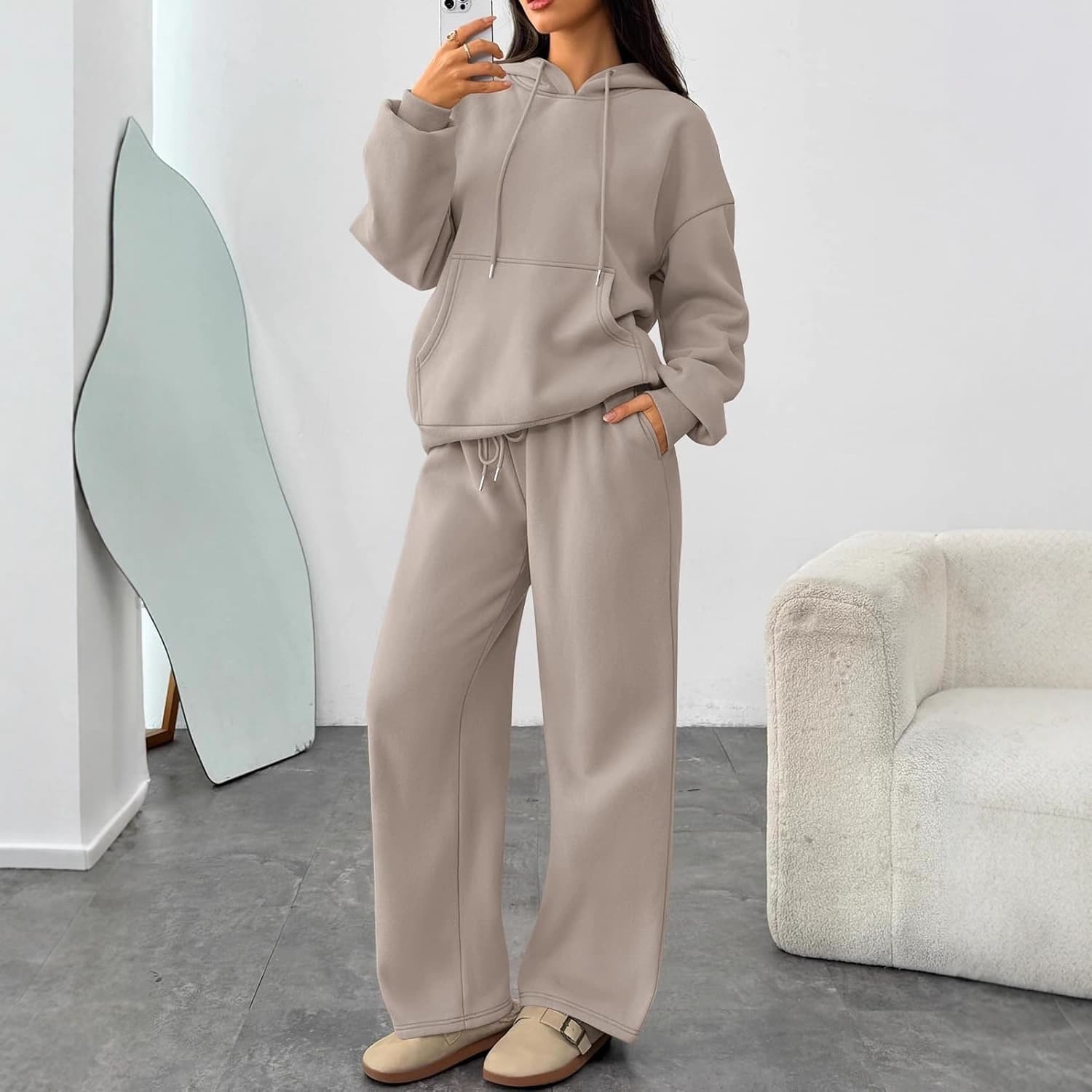 New Men's Fall Casual Hoodie and Wide-Leg Sweatpants Set for Cross-Border E-Commerce, Ready to Ship