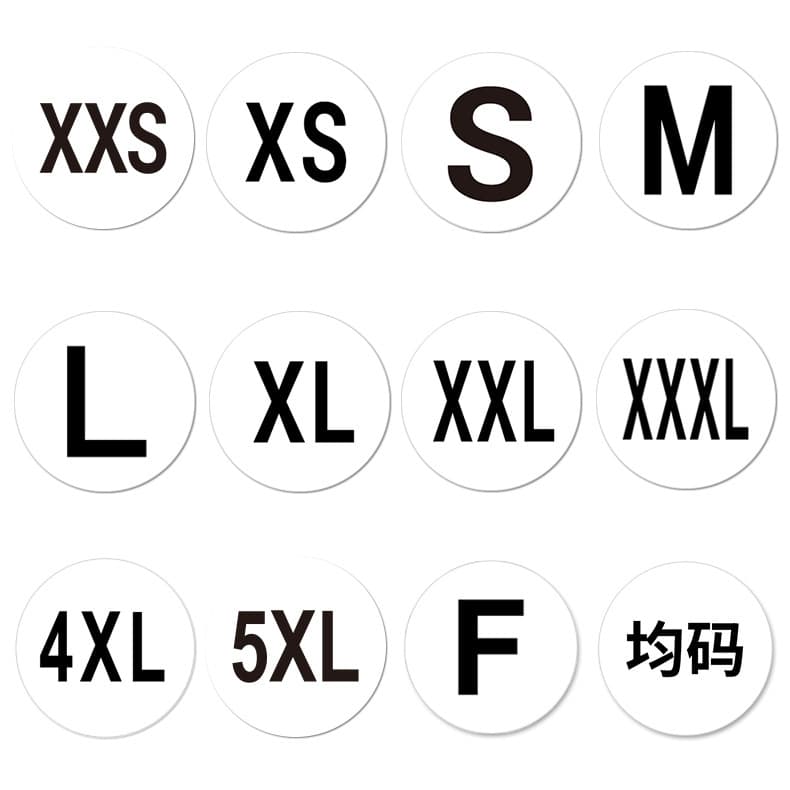 500 Labels/Roll Clothing Size Sticker, Garment Shoe Hat Size Model Adhesive Label Sticker 2.5cm
