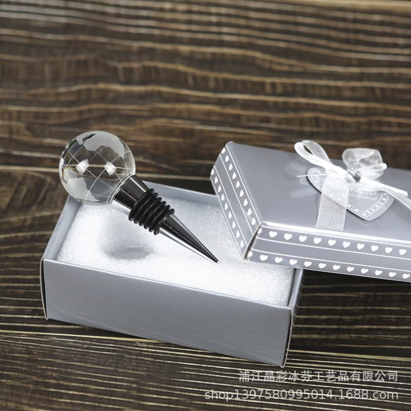 Factory direct sales crystal globe red wine stopper, creative wine bottle stopper, wedding gift zinc alloy sealed wine stopper