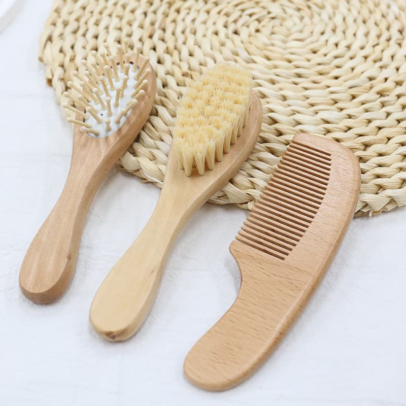 Baby Wool Comb suit Beech Newborn Baby Hair Brush Shampoo Bath Bath Bath God Wooden Handle Small Comb