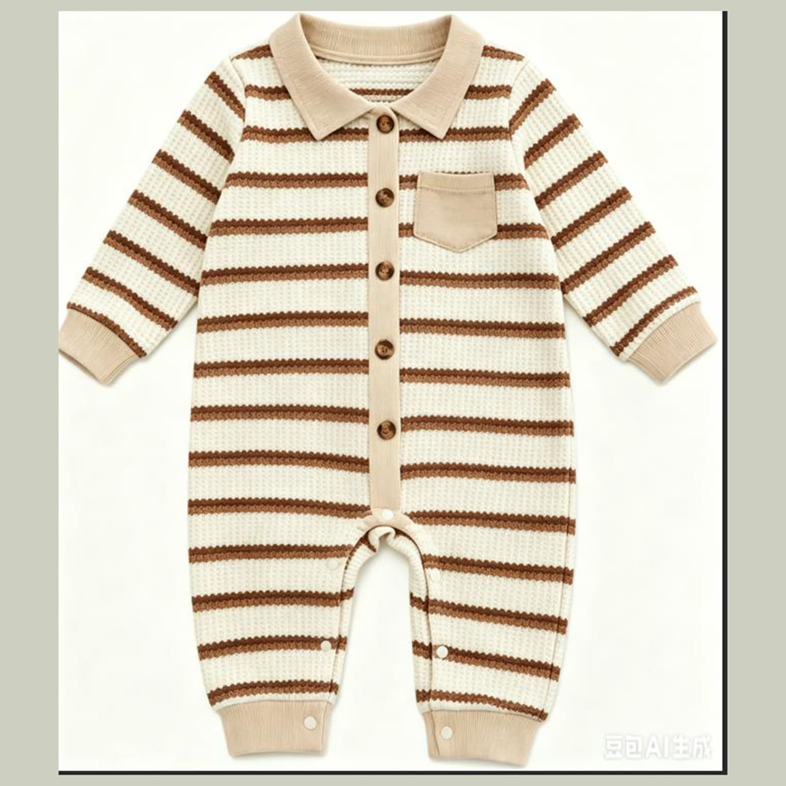 Baby Boy Striped Onesie-Apricot
