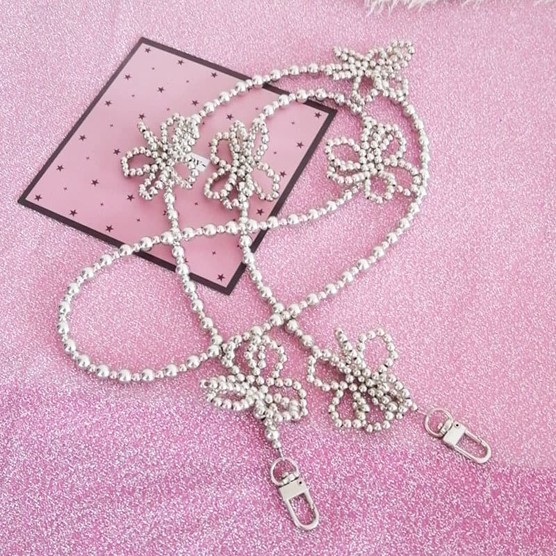 Chain Bag Crossbody Strap with Pearl Decoration Chain Camera Phone Case Long Strap DIY Accessories Bag Chain Bag Strap New Style