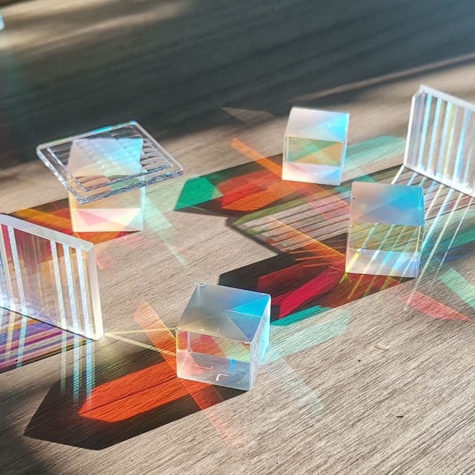 Dichroic Prism Glass Triangular Prism Light Cube Teaching Experiment Optical Glass Prism Coated Lens HMY