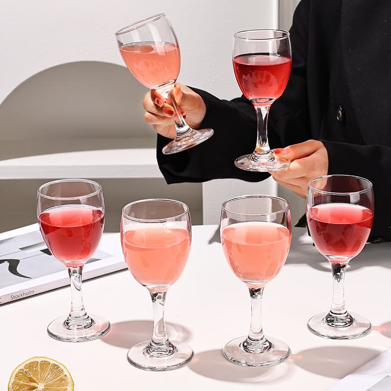 1 Set of 6 Highball Glasses 80ml, Glass Water Cups for Red Wine, Cocktail, and Spirits, Fan Design