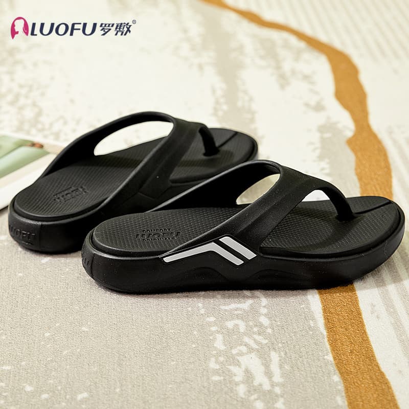 Luofu Official Trendy Fashion Casual Thick-Soled Shock-Absorbing Flip-Flops Couple Beach Summer Sports Outdoor Beach Shoes