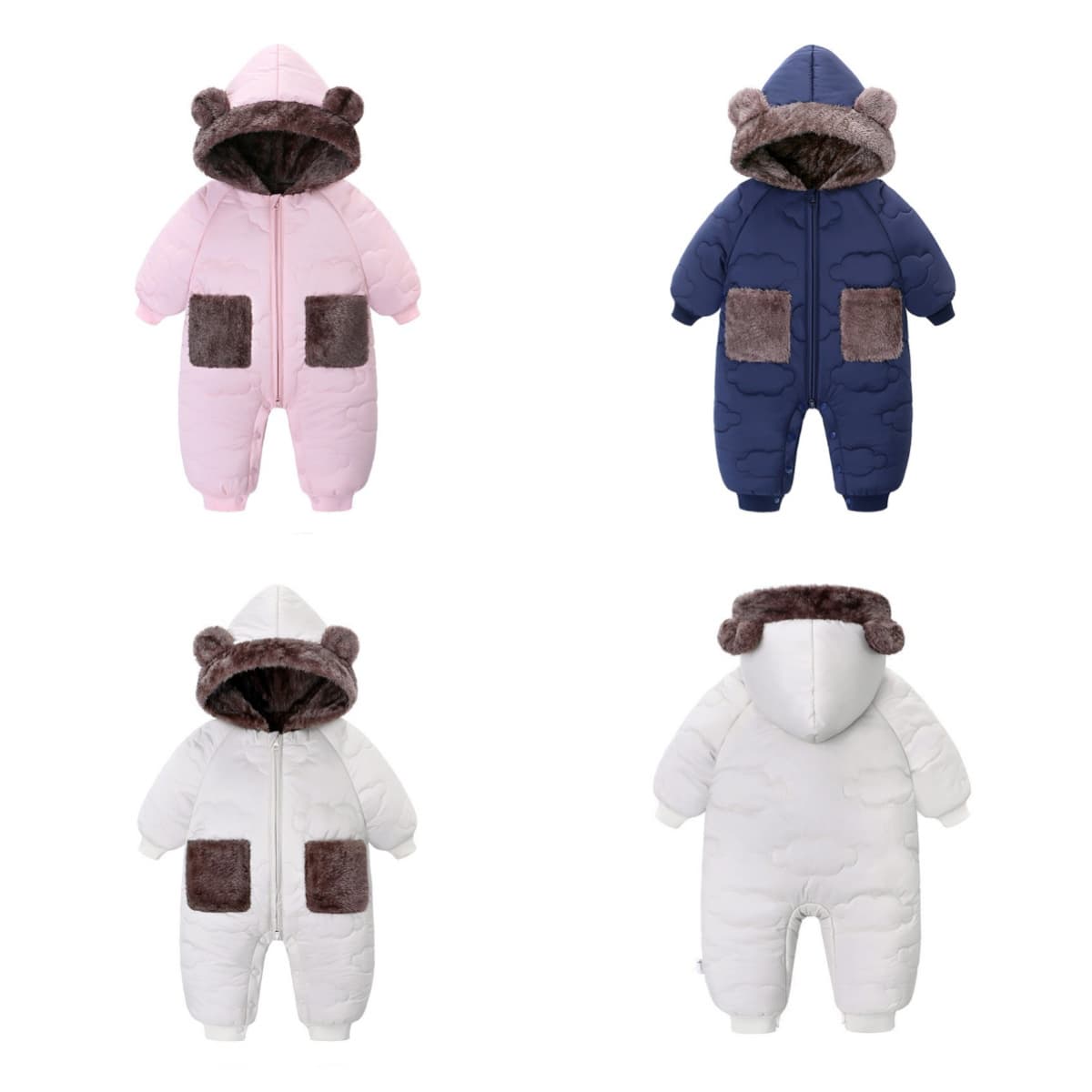 Baby Autumn Winter Newborn Cotton Padded Jacket Unisex Infant Fleece Romper Toddler Cotton Coat Jumpsuit Onesie