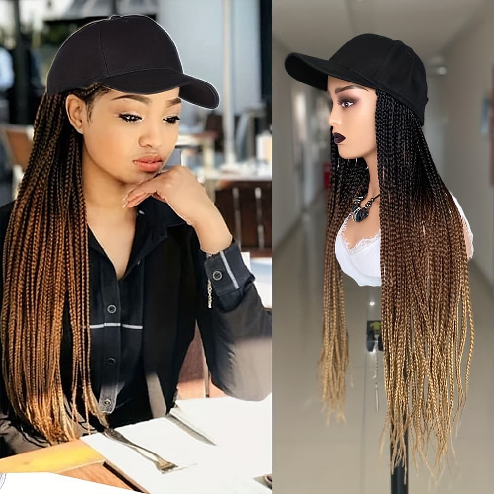 Foreign Trade African Black Dreadlock Hat Wig Hand-Woven 55 Braids Dreadlocks Non-Detachable All-In-One