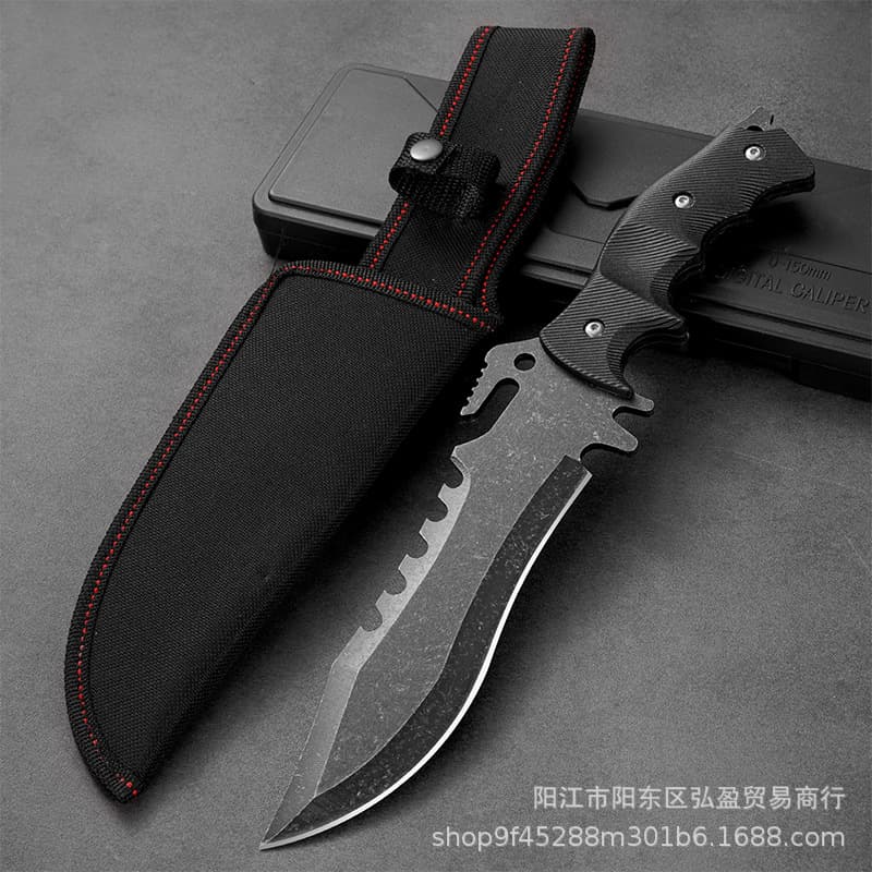 High Hardness Outdoor Full Tang Hiking Sharp Straight Knife Fishing Portable Tool Self-Defense Survival Knife