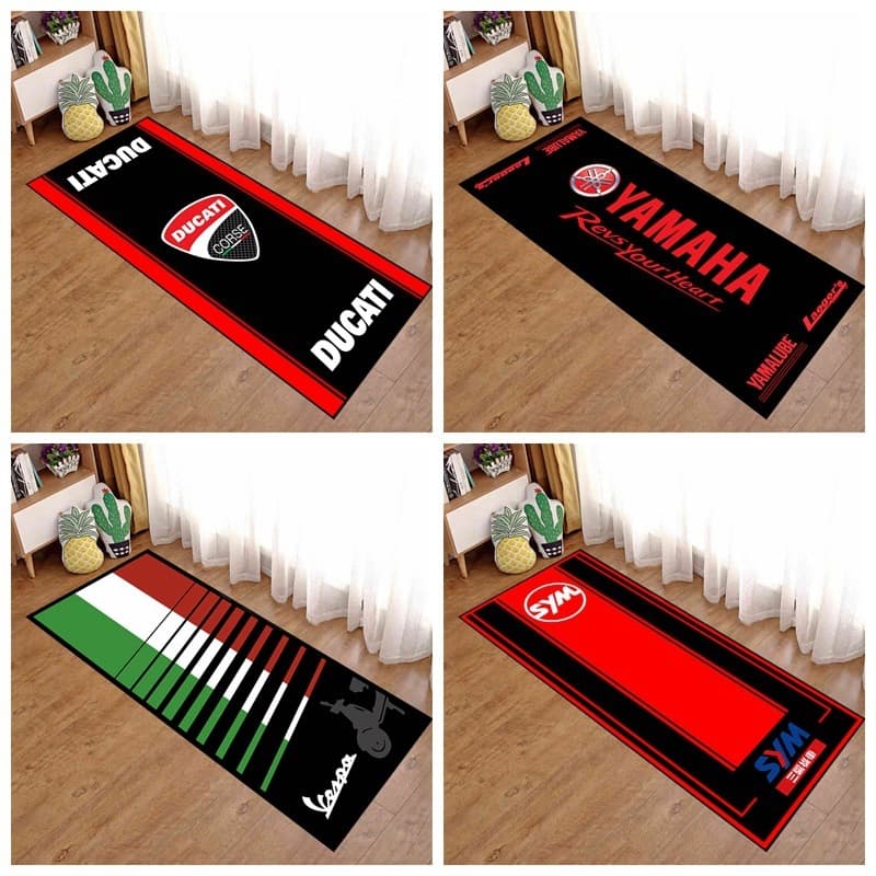 Motorcycle Enthusiast Carpet, Motorcycle Display Rug for Harley Honda Ducati, Cross-Border Racing Floor Mat for Bedroom Bedside