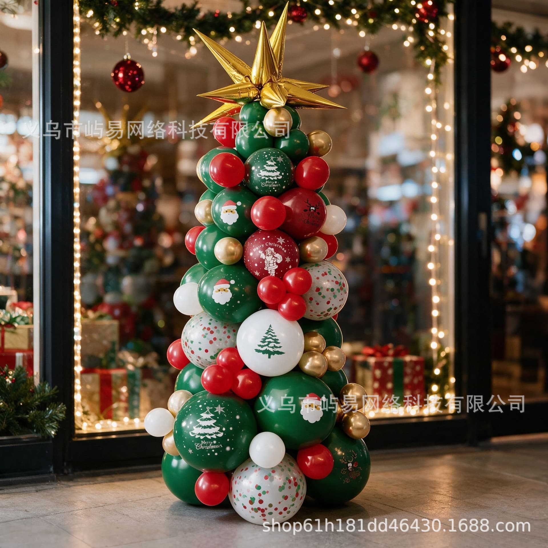 Christmas balloon Christmas tree 12-inch Christmas printed latex balloon column store background decoration props