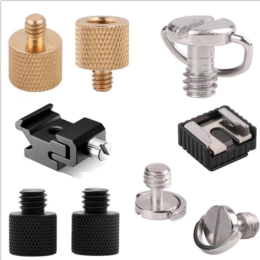 Factory wholesale screws, quick-release plate mounts, hot and cold shoe mount screws, 1/4" to 3/8" conversion all-metal screws.