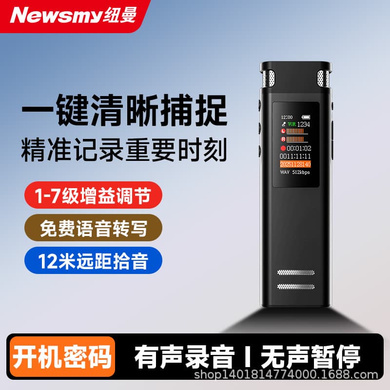 Newman Portable Voice Recorder V1, HD Noise Reduction, Free Audio-to-Text Transcription, Meeting Recording, Professional Recording