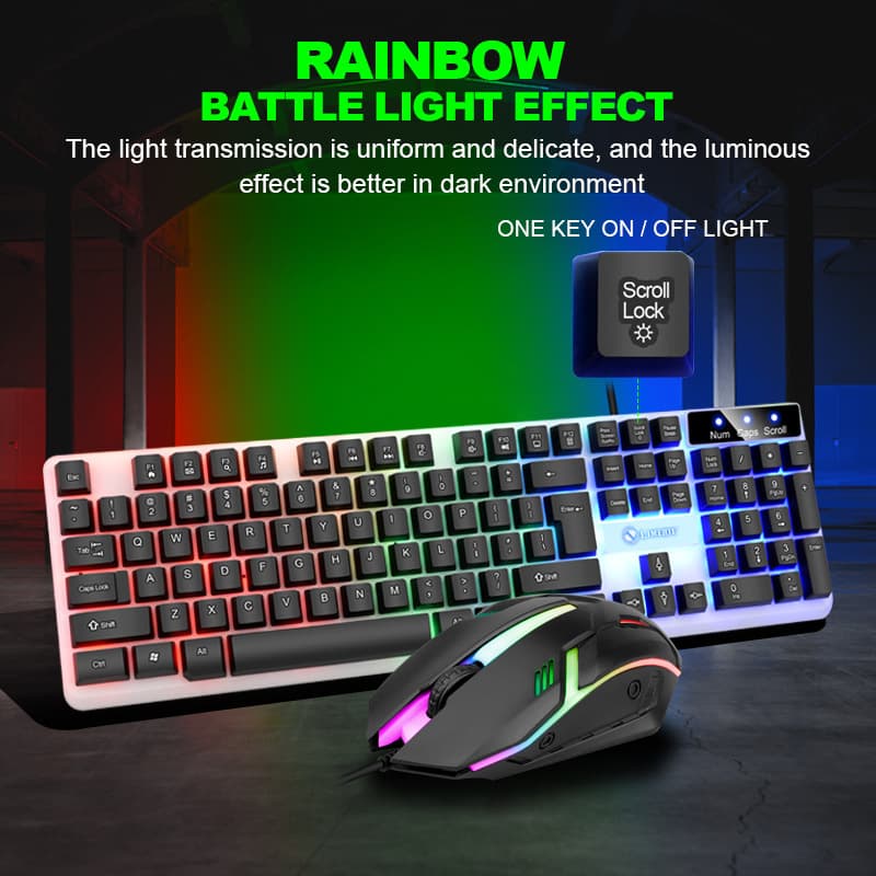 LIMEIDE GTX350 Gaming Keyboard Mouse Wired Mechanical Feel Backlit USB Interface Key Mouse Set for Esports And Gaming Enthusiasts