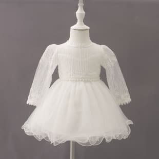 New Baby Long Sleeve Dress Girl Toddler Gown Newborn Full Moon Banquet Dress Wedding Gown