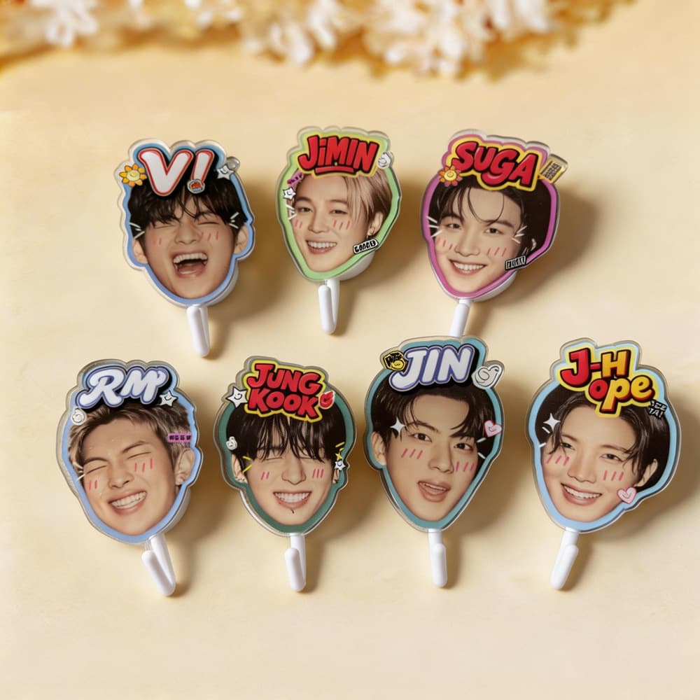 BTS Merchandise BTS Min Yoongi Park Jimin Jungkook Kim Taehyung No-Trace No-Drill Adhesive Hook 021