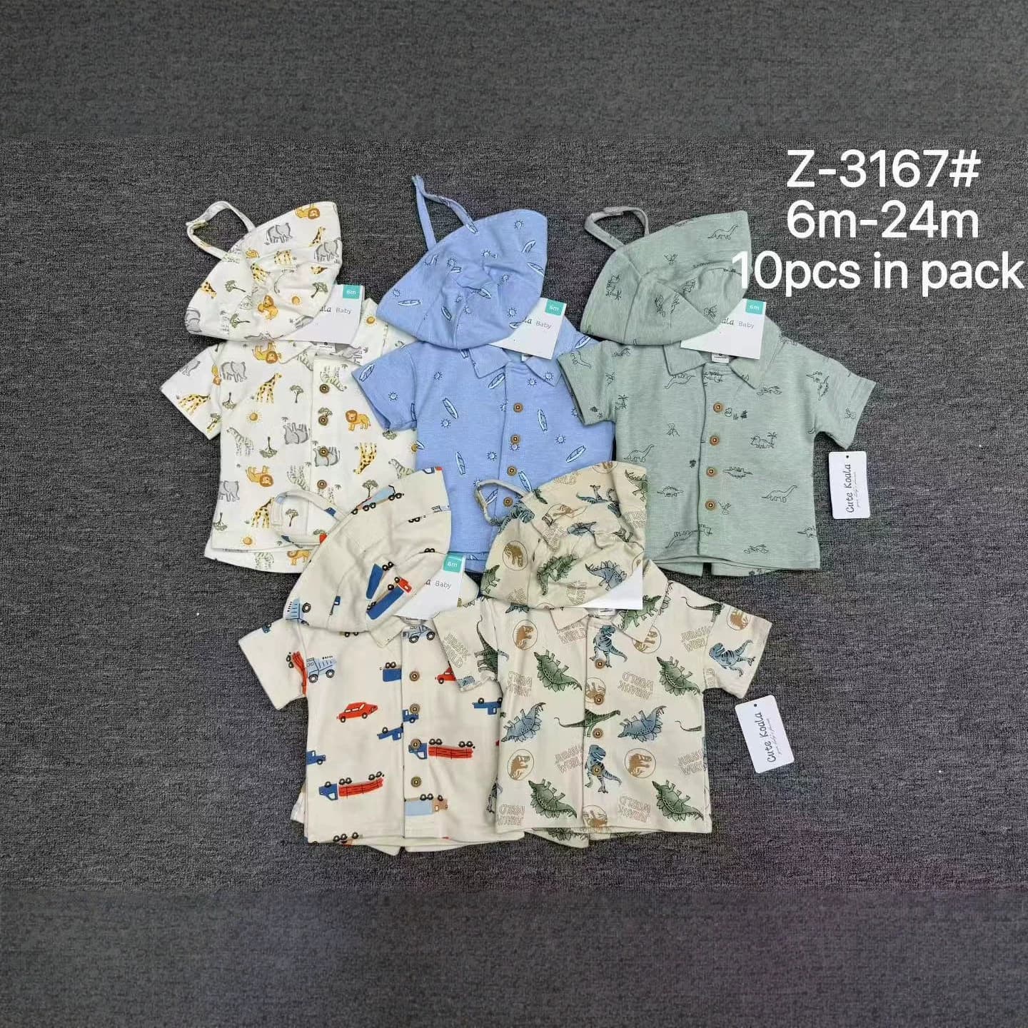 Baby Boy Outfit: Short Sleeve Polo Shirt, Shorts, and Hat 3-Piece Set