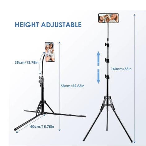 2m reverse folding stand, 1.6m mobile phone live stream photography light foldable bracket, floor-standing thickened portable tripod