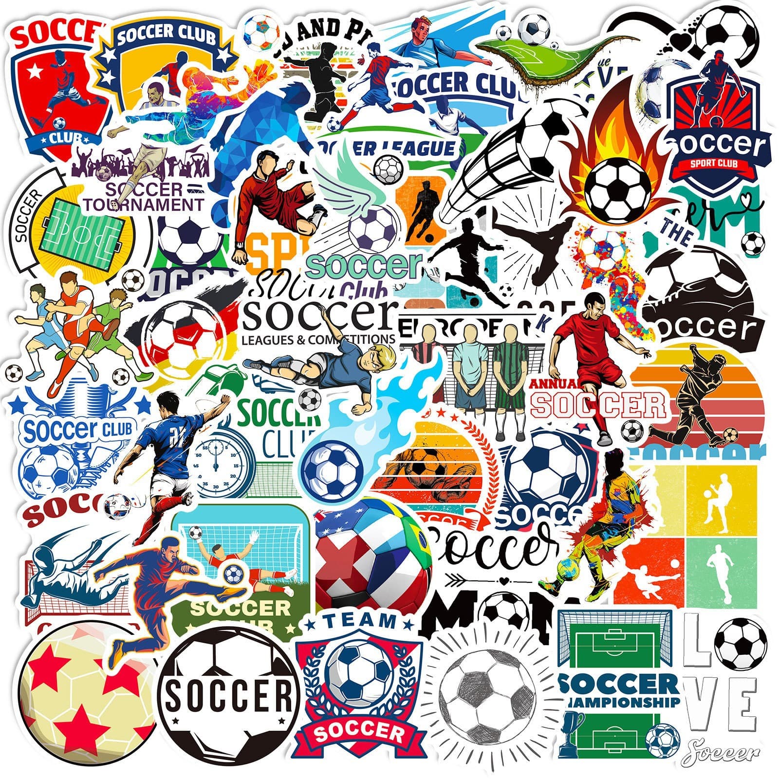 50 Pcs Cross-border Temu New Green Soccer Stickers American-style Kids Soccer Sticker