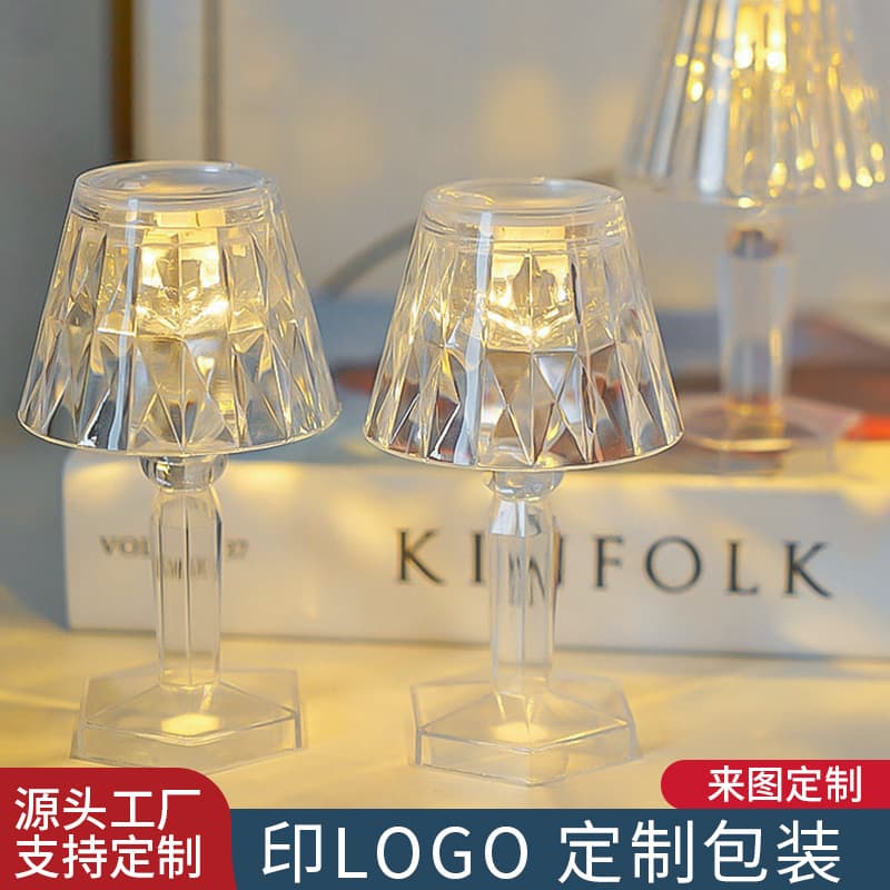 Customized processing creative crystal small table lamp LED electronic candle lamp bedroom bedside warm atmosphere lamp small ornaments