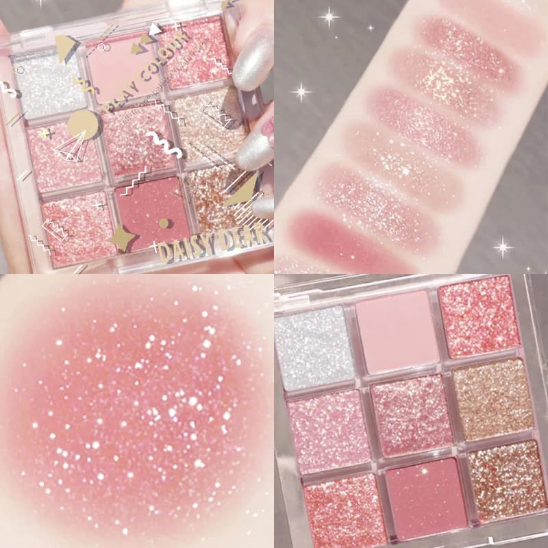 9-color starry sky eyeshadow palette, nine-square eyeshadow, pumpkin color, orange brown, earthy glitter, pearlescent matte, waterproof
