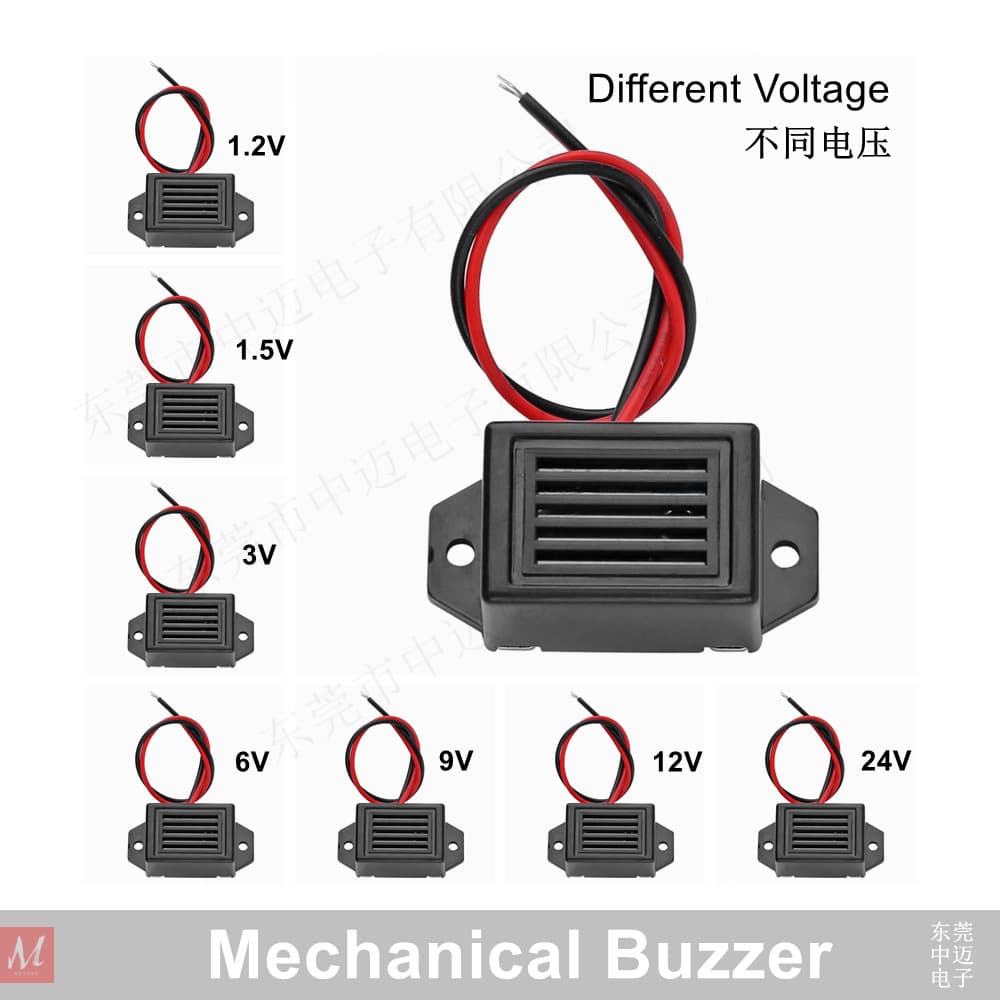 1.2V 1.5V 3V 6V 9V 12V 24V Mechanical Buzzer 400Hz Active Mechanical Buzzer