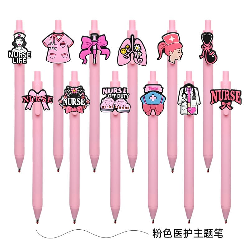 Pink Nurse NURSE Retractable Ballpoint Pen Cross-Border Medical Theme Signature Pen for Healthcare Workers