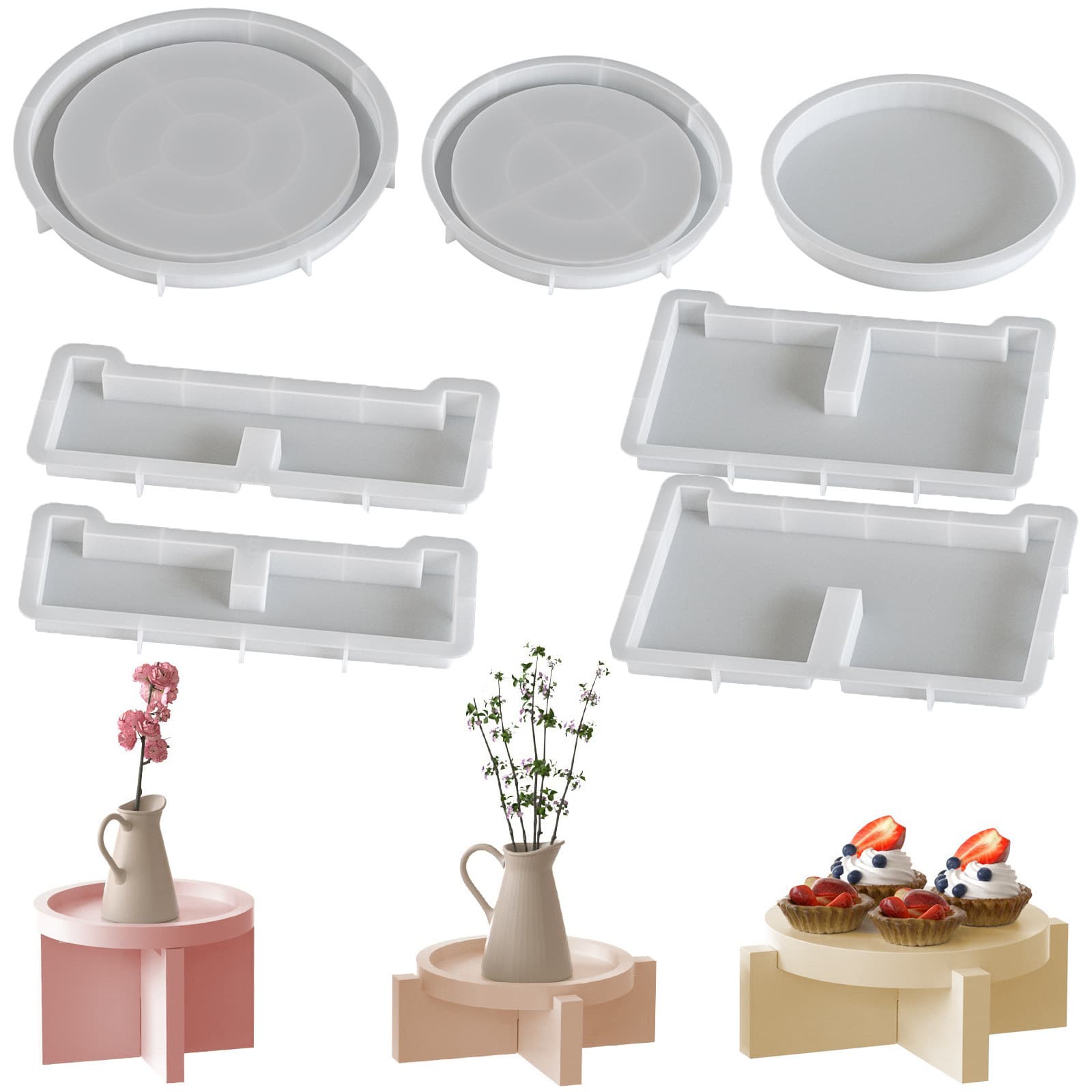 Simple round tray storage rack resin silicone mold glue diy pastry saucer small coffee table plaster ornaments