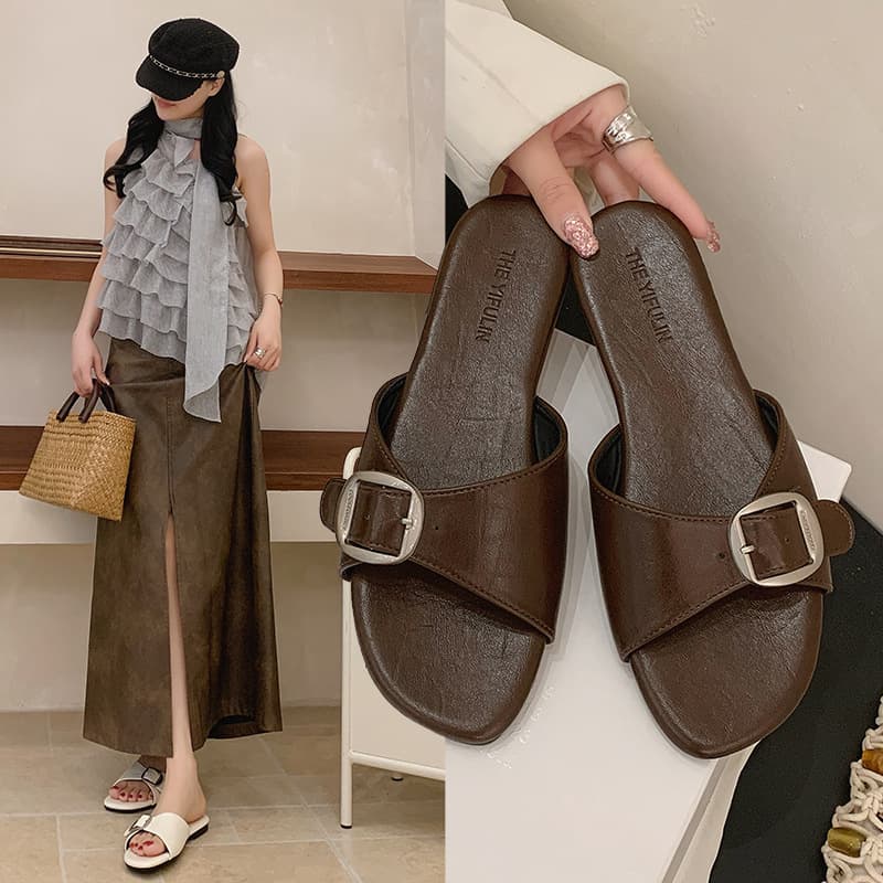 Women's Summer Outdoor Sandals 2026 New Retro Birkenstock Style One-Strap Slides Comfortable for Beach with Dress