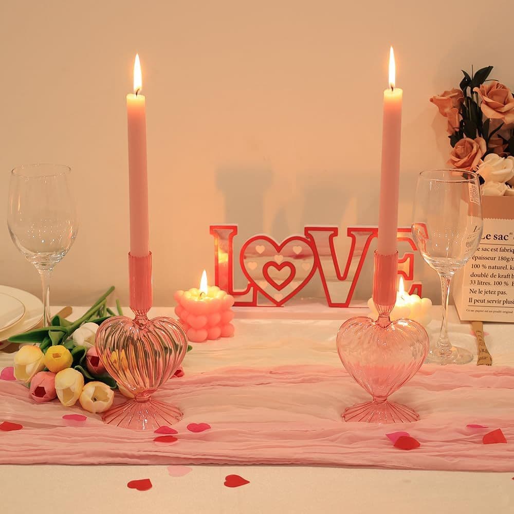 Ins style creative simple retro love glass candlestick restaurant living room romantic candlelight creative decorative ornaments