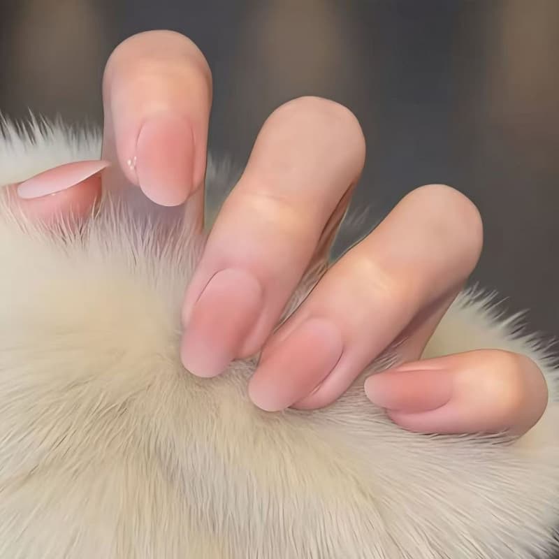 Peach Matte Nail Stickers Gradient Pure Desire Whitening Wearable Nails Finished Product Matte High-End Frosted Wearable Nails