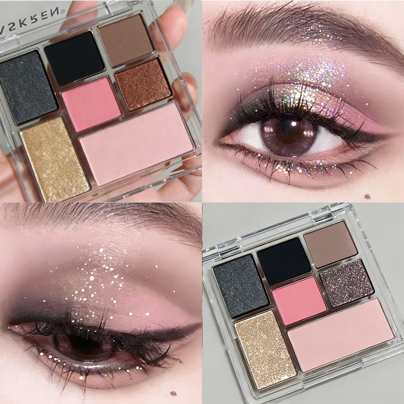 Pink and ink contrasting hot girl Millennium Barbie eye shadow new product fun seven-color eye shadow palette sweet and cool smokey truncated eye makeup