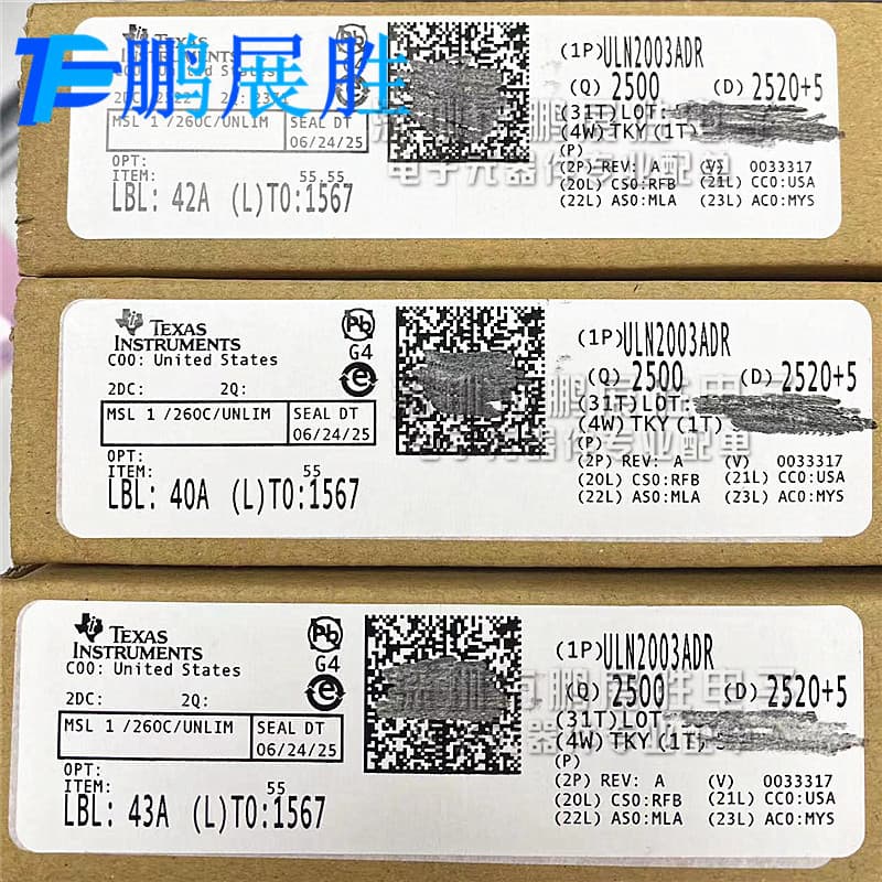 ULN2003ADR Darlington transistor array, 7-channel, SOIC-16 package by Texas Instruments.