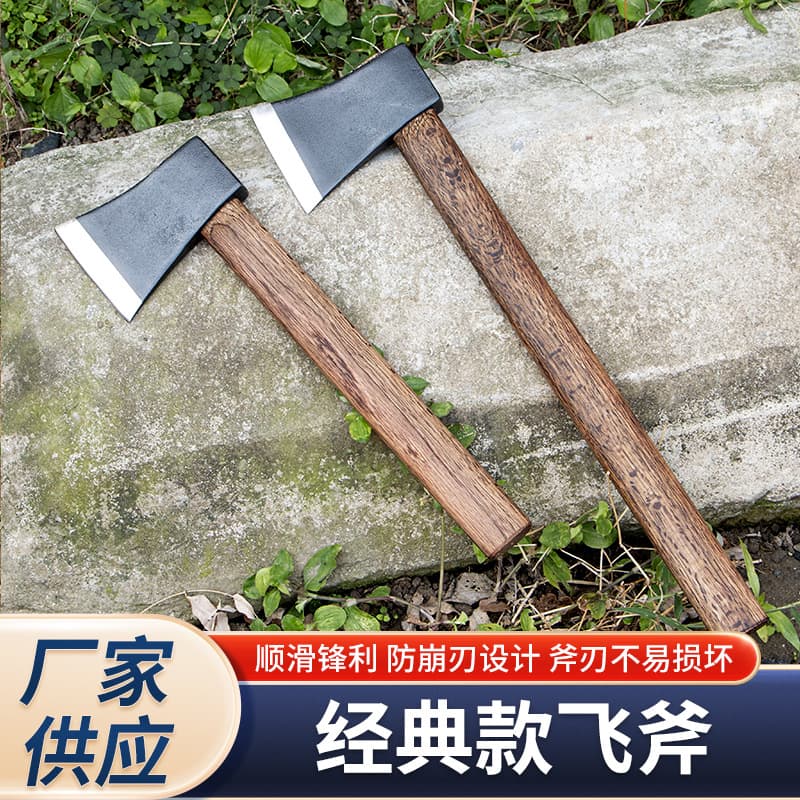 Hand-forged Manganese Steel Axe, Home Firewood Splitting Tool, Wood Handle, Outdoor Tree Cutting Tool, Carpenter Axe