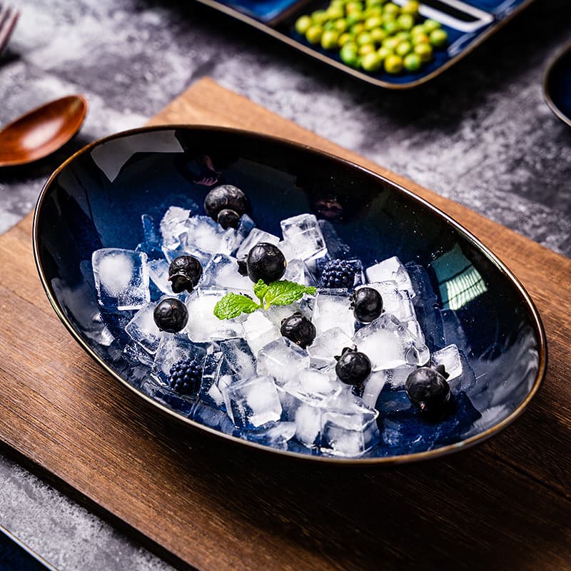 Ceramic bowl and plate combination Japanese tableware kiln turned into household ramen bowl grid plate tableware breakfast bowl salad bowl noodle bowl