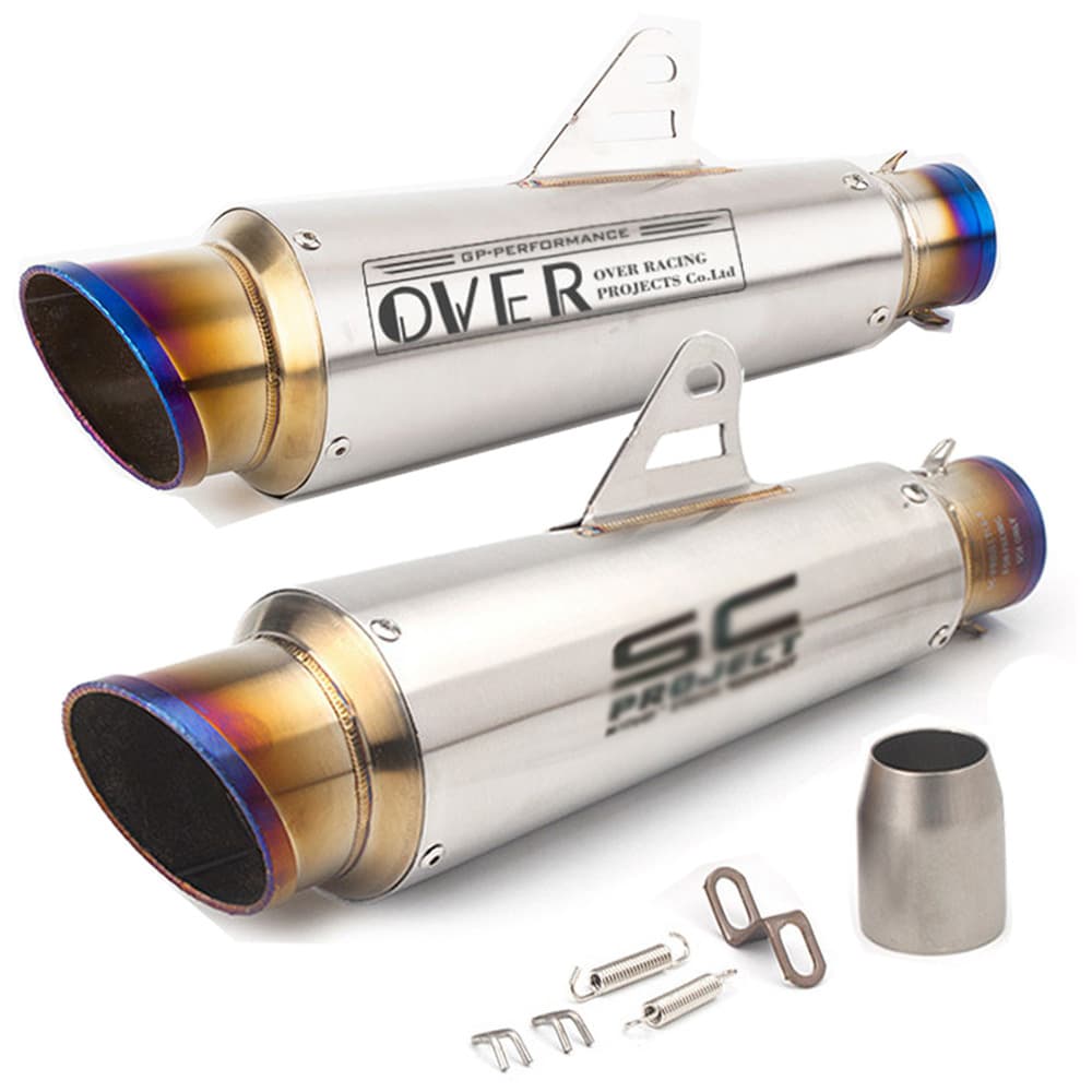 Shark Mouth OVER Exhaust Motorcycle Exhaust Pipe for Ninja 400 / Z250 / R6 / R1 / CBR / MT07 / R3