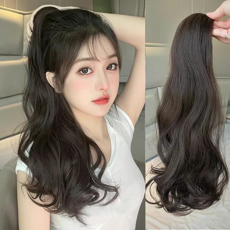 Clip-in Ponytail for Women Long Curly Hair Big Waves Natural Realistic Voluminous Hair Extension