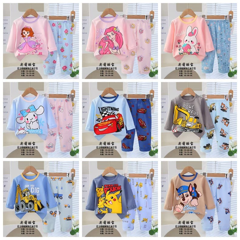 Kid's Pajamas 2026 Children's Sleepwear Casual Autumn Korean Style Long Sleeve Top and Pants Home Wear