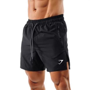 GYM Shark Shorts Men's Summer Fitness Training Running Cycling Shorts Split Double-Layer Three-Quarter Shorts Muscle