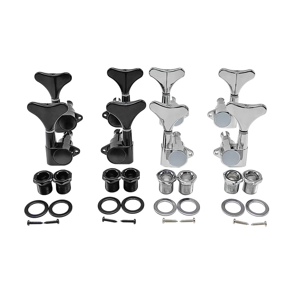 Guitar Parts Bass Sealed Tuning Pegs 4-String Alloy Silver Fish Tail Bass Sealed Machine Heads