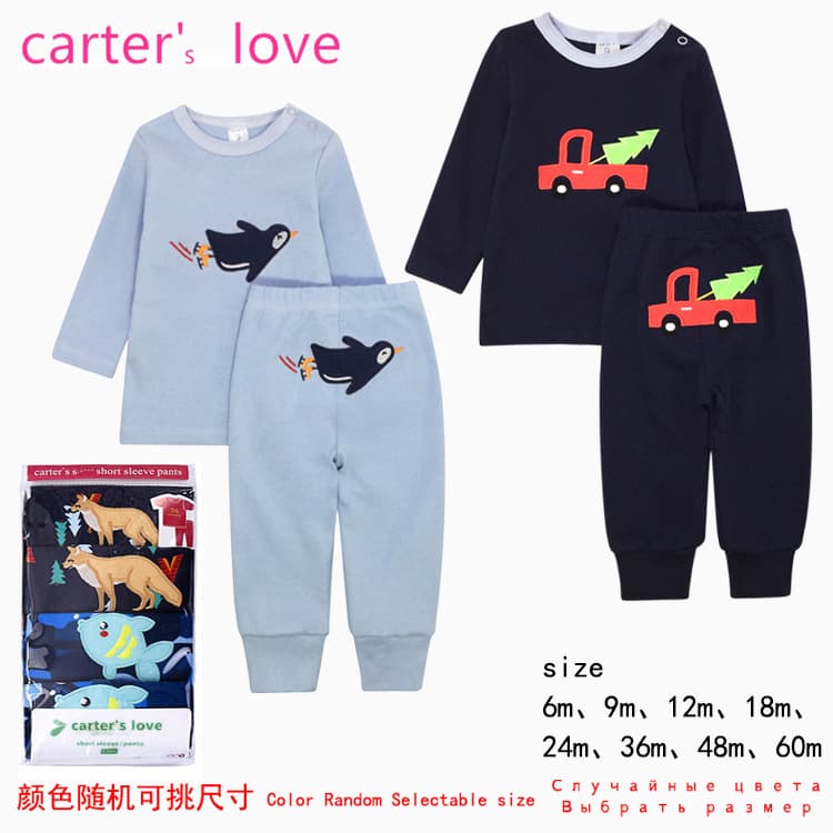 Carter's All-Season Baby and Toddler Cotton Long-Sleeved T-Shirts and Pants Five-Piece Set (Mixed Colors, Multiple Pieces, Unisex Homewear)